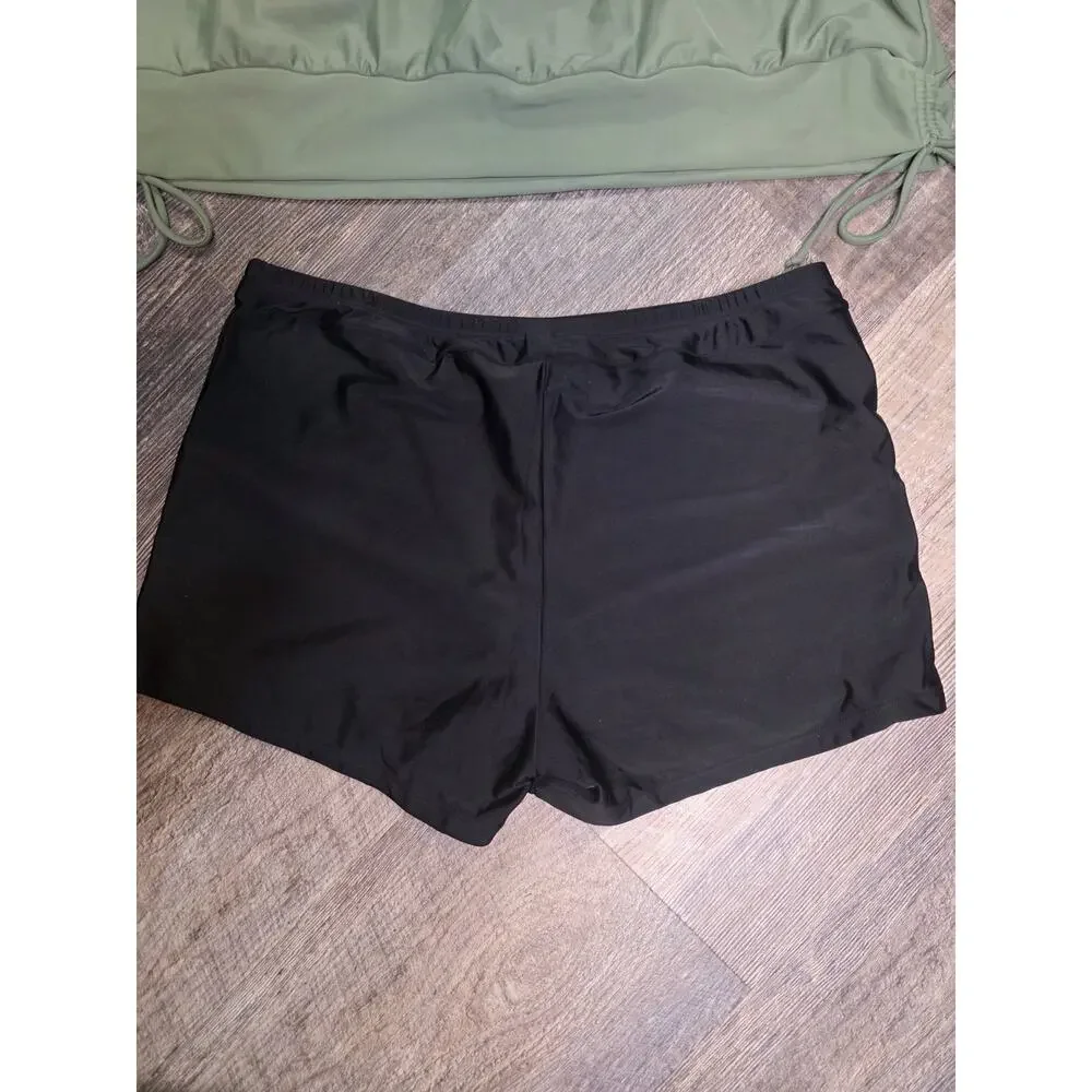 Holipick Size XL Tankini Swimsuit 2 Piece Olive Green Striped Strappy Back NWT - Picture 3 of 8